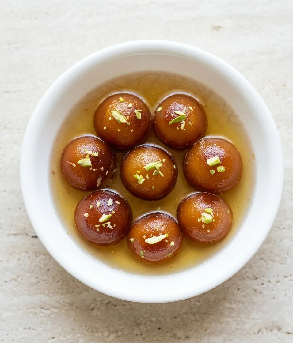 Warm gulab jamun dessert in syrup at Spicy Mahal Edmonton
